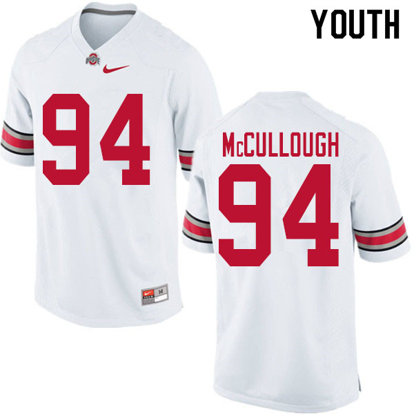 Ohio State Buckeyes Roen McCullough Youth #94 White Authentic Stitched College Football Jersey